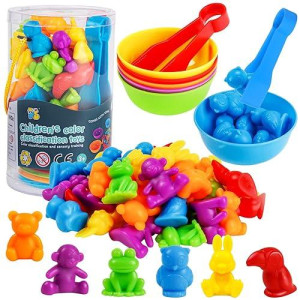 Raeqks Counting Sorting Toys Matching Stacking Toys With Bowls Preschool Learning Activities For Math Montessori Fine Motor Skills Sensory Animals Toy Sets Gift For Toddlers Kids Boy Girl Aged 3+ Year