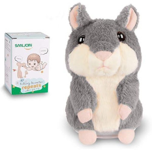 Sanjoin Kids Toddler Toys For Ages 2-4, Talking Hamster Repeats What You Say, Interactive Plush Repeating Toy For 2 3 4 5 6 8 Year Old Boy Girl Birthday Gift (Gray)