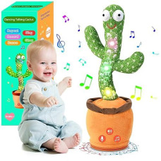 Sanjoin Dancing Talking Cactus Toy For Baby Toddler, Boys Girls Gifts Singing Mimicking Cactus Toy Recording Repeating What You Say Cactus Baby Toy With 120 English Songs