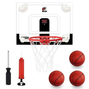 Cyfie Suction Cup Basketball Hoop, Indoor Mini Basketball Hoop With Scoreboard, Sound, 3 Balls For Kids Girls Boys