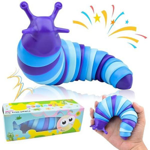 Cevioce Sensory Slug Fidget Toys,Fidget Slug Toys For Adults & Kids Party Favors,1 Pc Cute Autism Sensory Toys For Autistic Children,Toddler Toys Age 1+,Travel Toys For 1+ Year Old（Blue）