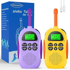 Hpromot Rechargeable Walkie Talkies For Kids 2 Pack Kids Walkie Talkies, Long Range 22 Channels 2 Way Radio Kids Birthday Toy Gift For 3-12 Year Old Boys Girls Outdoor Adventures Camping Hiking