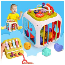 Montessori Baby Toys For 1 Year Old: Toddler Toys Age 1-2 Learning Activity Cube Travel Busy Box Sensory Toys For Toddlers 1-3 Easter Basket Stuffers Birthday Gifts For Girls Boys 6 9 12 18 Months