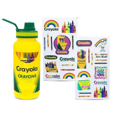 Silver Buffalo Crayola 32oz Retro Water Bottle & Sticker Set