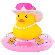 Wonuu Car Dashboard Decorations Pink Cowboy Duck, Rubber Ducks For Car Ornament Accessories With Color Sunglasses Cowboy Hat Pearl And Swim Ring, Fj_Pink Spot Cowboy Hat_Preal B_Duck