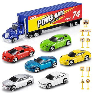 Toddler Car Toys For 3 4 5 6 Years Old Boys, Die Cast Racing Car Toys Set W/Play Mat, Gift For Kids Boys Ages 3 4 5 6 Years Old