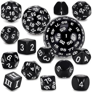 Ciaraq Dnd Polyhedral Dice Set (15Pcs) D4-D100 Game Dice With Dice Bag For Dungeons And Dragons Role Playing Table Games (Black & White)