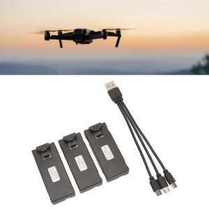 Naroote 3Pcs Rc Aircraft Lithium Battery Kit, Rc Drone Lithium Battery, Light Charging Cable Set For E88 E88Pro Ls E525 E525Pro (2600Mah)