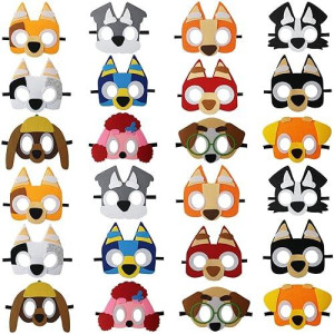 Yalary 24 Packs Blue Puppy Dog Felt Mask For Kids, Puppy Dog Themed Party Supplies Birthday Party Favors Costumes Dress-Up Masks Birthday Gift For Boys Girls