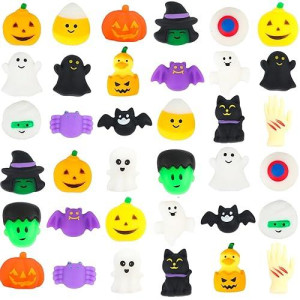 Derayee 36 Pcs Halloween Mochi Squishy Toys Bulk, Stress Reliever Anxiety Halloween Squishies Toys For Kids Halloween Party Favors, Classroom Prizes, Goodie Bag Stuffers