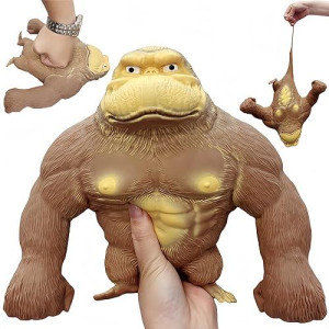 Yjhwlf Stretchy Glue-Sand Filled Rubber Gorilla, Latex Gorilla Soft Decompression Doll Toy,Squishy Monkey Toy, Animal High-Elastic Stretchable, Decompression Toy For Adults And Children (Gorilla-Xl)