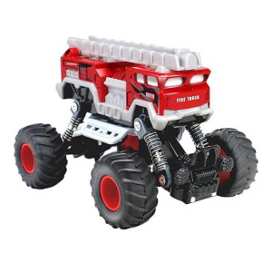 Corper Toys Diecast Fire Truck, Monster Truck For Boys Girl With Giant Wheel Pull Back Toddler Cars Toy Sand Truck Alloy Firetruck Shockproof Vehicle For Kids Gift