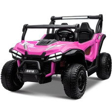 Ottaro 24V Xxxl Electric Cars 2 Seater, Ride On Cars Vehicles For Big Kids, 4Wd Ride On Utv Truck W/Remote Control, 25" Spacious Seat, 2 Safety Belts, Bright Light, Music Player,Bluetooth（Pink）