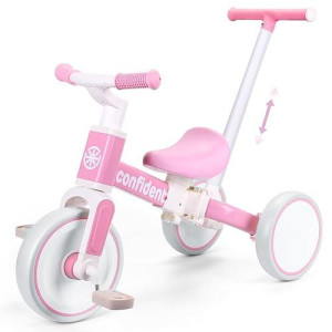 Xiapia Tricycle For Toddlers 1-3 Year Olds, 5 In 1 Toddler Balance Bike With Removable Pedal, Push Trike Toys With Adjustable Pushrod For 2 3 4 5 Year Old Boys & Girls, Birthday Gifts For Kids