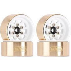 Injora 1.0 Beadlock Wheel With Brass Ring Negative Offset -3.78Mm 1.0" Wheels For Trx4M Axial Scx24 1/18 1/24 Upgrade (White)