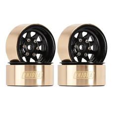 Injora 1.0 Beadlock Wheel With Brass Ring Negative Offset -3.78Mm 1.0" Wheels For Trx4M Axial Scx24 1/18 1/24 Upgrade (Black)