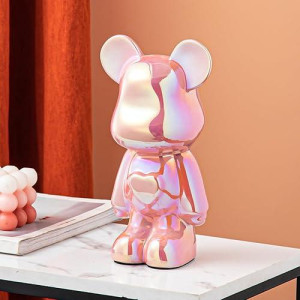 Yundu Ceramic Piggy Bank For Kids And Adults - Coin Bank For Girls And Boys - Pink Love Bear Decoration - Modern Décor, Hypebeast Room Décor - Gifts For Birthdays