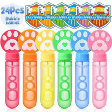 Winrayk Paw Print Bubble Wands For Kids Party Favors, 24 Large Cartoon Puppy Dog Bubbles Bulk With Gift Card, Easter Pinata Filler Goody Bag Stuffer Classroom Prize Summer Toy Girls Boys Birthday Gift