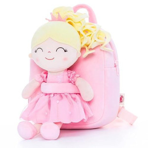 Gloveleya Toddler Backpack For Girls Kids Backpacks Soft Girl Toys Plush Baby Girl Gifts With Plush Princess Aura Doll Pink 9"