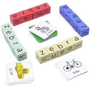 Humerry Word Spelling Game, Matching Letter Game For Kids, Fast-Paced Word Race Game, 54Pcs Flash Cards Alphabet Blocks, Preschool Learning Toys Gift For Kids Ages 3-8