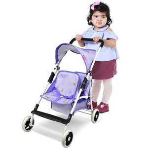 Baby Doll Collection Anivia Doll Stroller Heart Design Gifts For Toddlers And Girls Foldable Doll Stroller (Da208 Purple)…