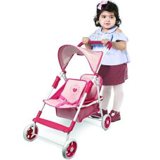 Baby Doll Collection Anivia Doll Stroller Heart Design Gifts For Toddlers And Girls Foldable Doll Stroller (Da208 Pink)…