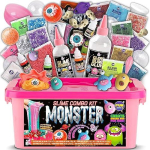 Cute Toy Monster Slime Kit For Girls Ages 6-12, Funkidz Glow In Dark Slime Making Kit For Kids Make Soft Slime Balls With Photochromic Powder Kid Ideal Party Gifts