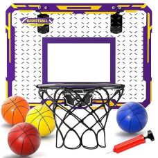 Doloowee Basketball Hoop Indoor For Kids, Mini Basketball Hoop With 4 Balls, Basketball Toys For 3 4 5 6 7 8 9 10 11 12 Year Old Boys