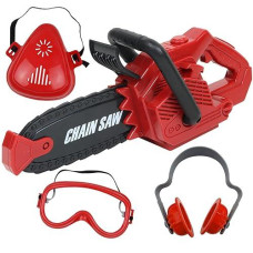 Kids Toy Chainsaw With Sound | Toddler Landscaping Gardening Tools And Equipment | Includes Safety Goggles Mask And Earmuffs