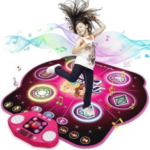 Dance Mat Toys For 3-12 Year Old Kids,Electronic Dance Pad With Light-Up 6-Button & Wireless Bluetooth, 5 Game Modes Princess Dancing Mat, Birthday Xmas Gifts For 3 4 5 6 7 8 9 10+ Year Old Girls