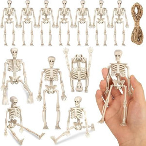 Zhwkmyp 12 Pcs Mini Skeleton Figurines, Small Skeletons For Halloween Decor, Halloween Decorations For Craft Haunted House Accessories Party Favors