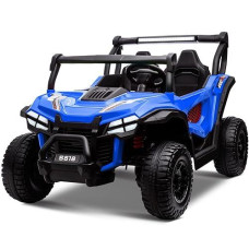 Ottaro 24V Xxxl Electric Cars 2 Seater, Ride On Cars Vehicles For Big Kids, 4Wd Ride On Utv Truck W/Remote Control, 25" Spacious Seat, 2 Safety Belts, Bright Light, Music Player,Bluetooth（Blue）