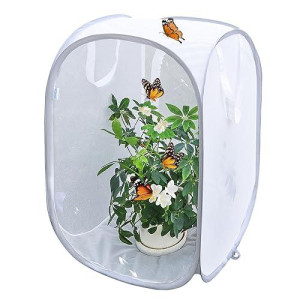 Pop-Up Insect And Butterfly Habitat Cage Terrarium Clear Mesh Enclosure - 16" X 16" X 24"