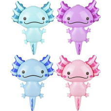 Happy Deals ~ Axolotl Inflates | Set Of 4 | 24 Inch | Inflatable Pool Toys And Party Decorations