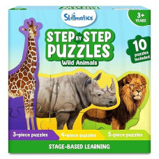 Skillmatics Step By Step Puzzle - 40 Piece Wild Animal Jigsaw & Toddler Puzzles, Educational Montessori Toy For Boys & Girls, Gifts For Kids Ages 3, 4, 5 And Up