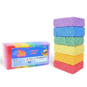 Silly Foam, Creative Modeling Foam Beads, 6 Primary Colors (Monster), Perfect For Preschool And Kids, Arts, Crafts, Sensory Play, Non-Toxic (Red, Orange, Yellow, Green, Blue, Purple) (Age 3+)