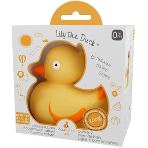 Caaocho Pure Natural Rubber Bath Toy - Rubber Ducky Lily The Duck Baby Toy - Hole Free Bath Toys, Bpa Free Bath Toys For Infants, Without Holes Sealed Natural Rubber Baby Toy