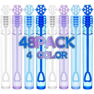 Winrayk 48Pcs Frozen Mini Bubble Wand Bubbles Party Favors For Kids Bubbles Bulk Birthday Gift Toy Prizes Valentine Christmas Wedding Snowflake Bubbles Frozen Party Favors Supplies Goodie Bag Stuffers