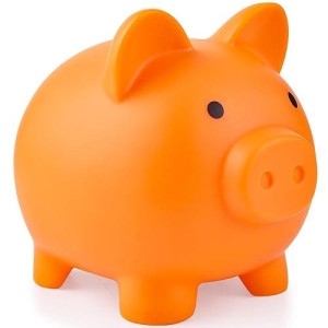 Pjdrllc Piggy Bank, Unbreakable Plastic Money Bank, Coin Bank For Girls And Boys, Medium Size Piggy Banks, Practical Gifts For Birthday, Easter, Christmas (Orange)