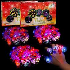 100 Packs Halloween Led Rings, Glow Rings Bulk, Halloween Light Up Rings Glow In The Dark Party, Trick Or Treat Toys Halloween Prizes Goodie Bags, Fillers Flashing Rings For Party Favors(10 Styles)