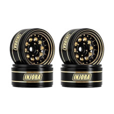 Injora 1.0 Beadlock Wheel Rims Black Coating Brass Rims For 1/24 1/18 Rc Crawler Car Axial Scx24 Ax24 Trx4M Fcx24, 39G