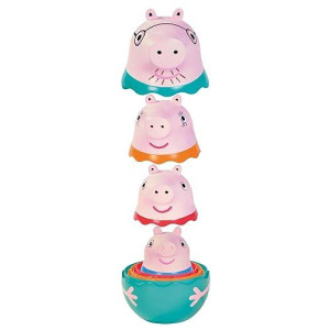 Toomies Peppa Pig Nesting Family - Includes Peppa Pig, Mummy Pig, Daddy Pig And Rattling George - Sorting And Pouring Toddler Bath Toys - Toddler Water Toys For Bath Or Pool - Ages 18 Months And Up