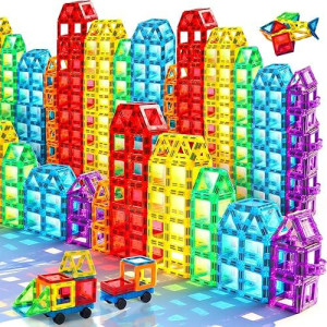 Toy Life Magnetic Tiles 56Pcs Magnet Building Toys For Kids Ages 4-8, Magnetic Toys For Toddlers 3+, Magnet Tiles Educational Construction Toys, Magnetic Building Tiles Toddlers Christmas Toy Gift