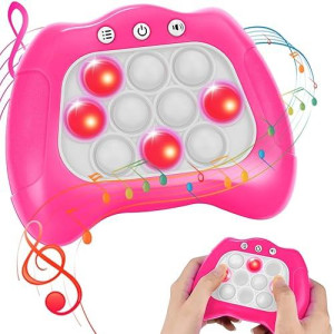 Tusivo Fast Push Bubble Game, Light-Up Pop Game Fidget Toys For Kids And Adults, Electronic Handheld Quick Push Bubble Game, Stress Relief Toys For 6 7 8 9+ Year Old Boys & Girls (Pink)