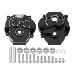 Injora Transmission Housing With Bearings Cnc Aluminum Gearbox Case Housing For 1/18 Rc Crawler Trx4M Upgrade(Black)