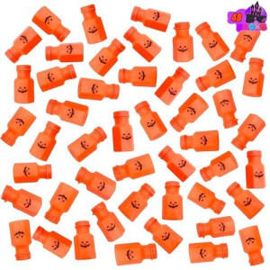 48 Pcs Halloween Bubble Wands Mini Pumkin Bubble Toys Bulk For Kids Halloween Party Favor,Outdoor Indoor Activity Use, (Halloween)