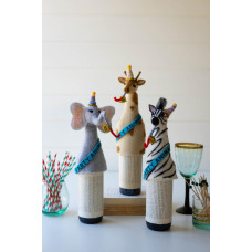 Set Of Three Felt Party Animal Bottle Toppers One Each Design