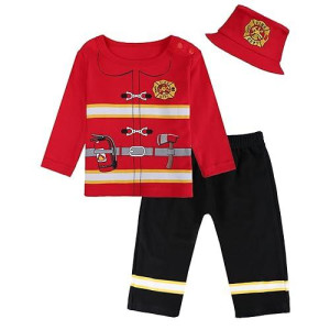 Cosland Fireman Costume For Toddler Boys Halloween Outfit, Red, 2T