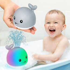 Tfs Top·Fans Baby Whale Bath Toy Infant: Light Up Fountain 6-12 Months Old Bathtub 18-24 Pool 3 4 5 7 8 9 10 15 Sprinkler Tub Water Toys Toddlers 1 Girl Boys Birthday Shower Gifts Newborn Essentials