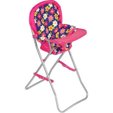 Fash N Kolor Baby Doll High Chair, Fits Up To 20 Inch Baby Dolls Pink Design Print Toddler Furniture Toy High Chair For Dolls (Doll Not Included)